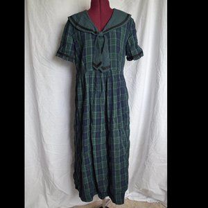 Vintage Miss Dorby Sailor Collar Plaid Full Length Dress